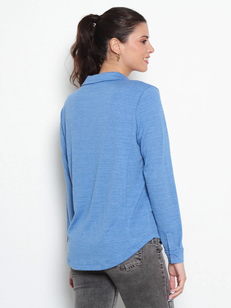 BLUSA MUJER WADO'S MANGA LARGA ABOTONADA EN DELANTERO CON BOLSILLO ESCOTE V - 2