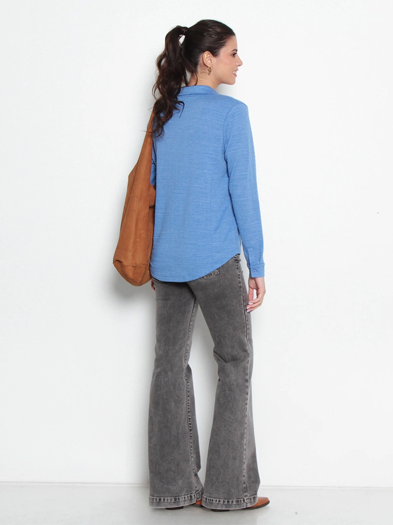 BLUSA MUJER WADO'S MANGA LARGA ABOTONADA EN DELANTERO CON BOLSILLO ESCOTE V - 6