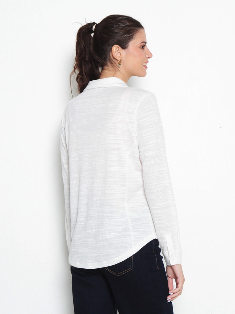 BLUSA MUJER WADO'S MANGA LARGA ABOTONADA EN DELANTERO CON BOLSILLO ESCOTE V - 2