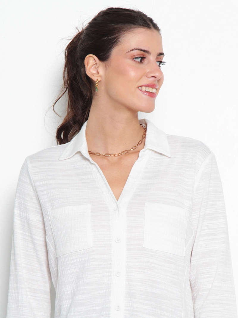 BLUSA MUJER WADO'S MANGA LARGA ABOTONADA EN DELANTERO CON BOLSILLO ESCOTE V - 4
