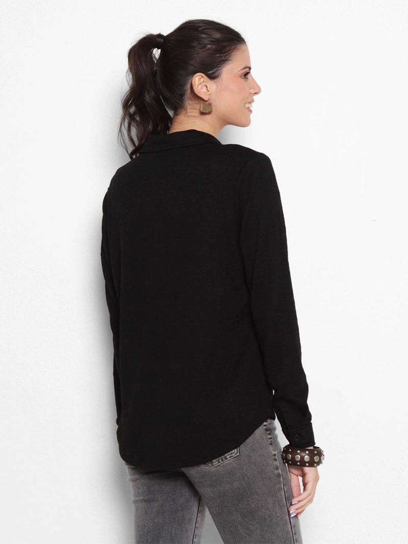 BLUSA MUJER WADO'S MANGA LARGA ABOTONADA EN DELANTERO CON BOLSILLO ESCOTE V - 2