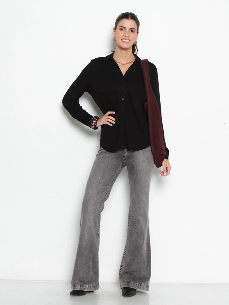 BLUSA MUJER WADO'S MANGA LARGA ABOTONADA EN DELANTERO CON BOLSILLO ESCOTE V - 5