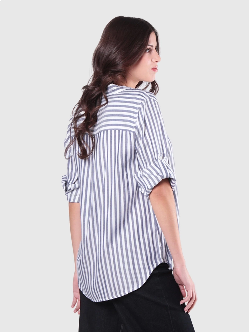 BLUSA MUJER WADO'S MANGA LARGA LISTADA ABOTONADA EN DELANTERO CON BOLSILLO - 2