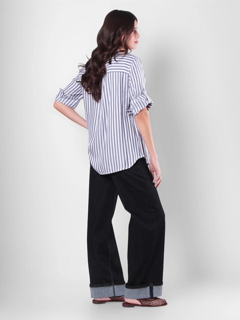 BLUSA MUJER WADO'S MANGA LARGA LISTADA ABOTONADA EN DELANTERO CON BOLSILLO - 6