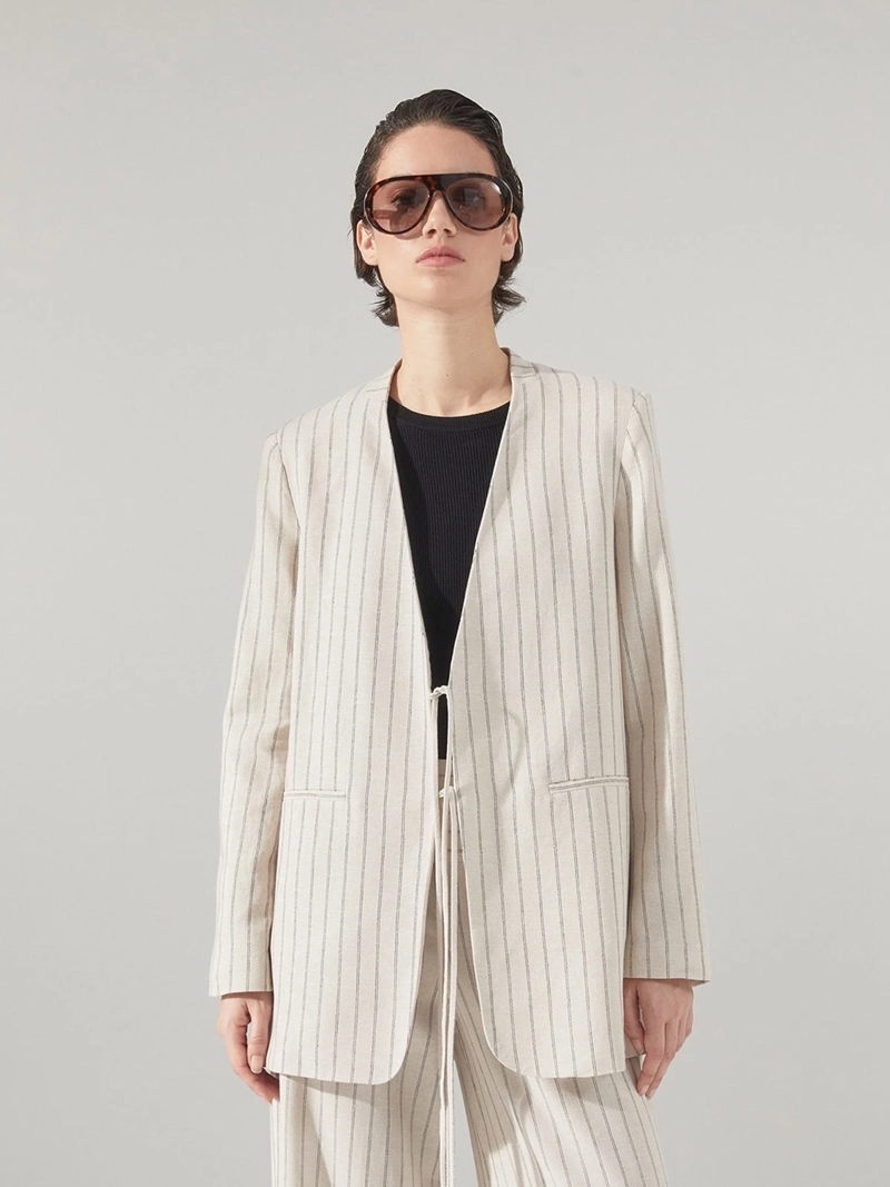 BLAZER MUJER SFERA ALGODÓN RAYAS LAZO - 1