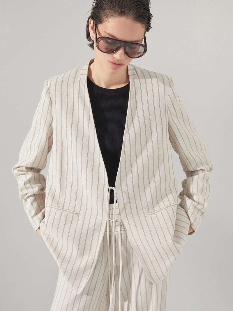 BLAZER MUJER SFERA ALGODÓN RAYAS LAZO - 2