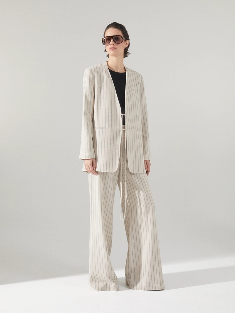 BLAZER MUJER SFERA ALGODÓN RAYAS LAZO - 4