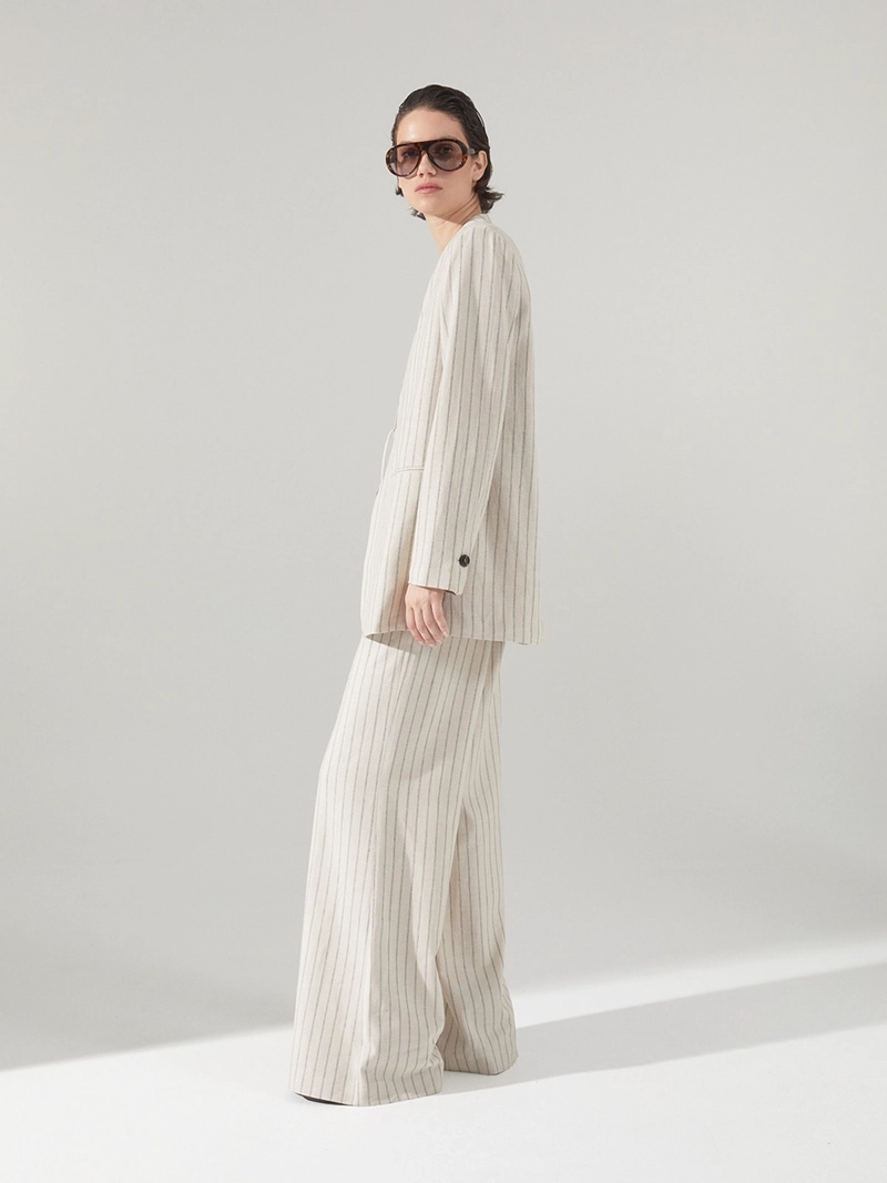 BLAZER MUJER SFERA ALGODÓN RAYAS LAZO - 5