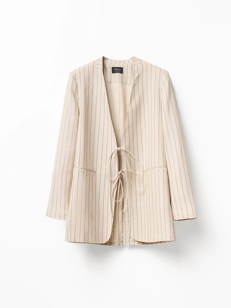 BLAZER MUJER SFERA ALGODÓN RAYAS LAZO - 6