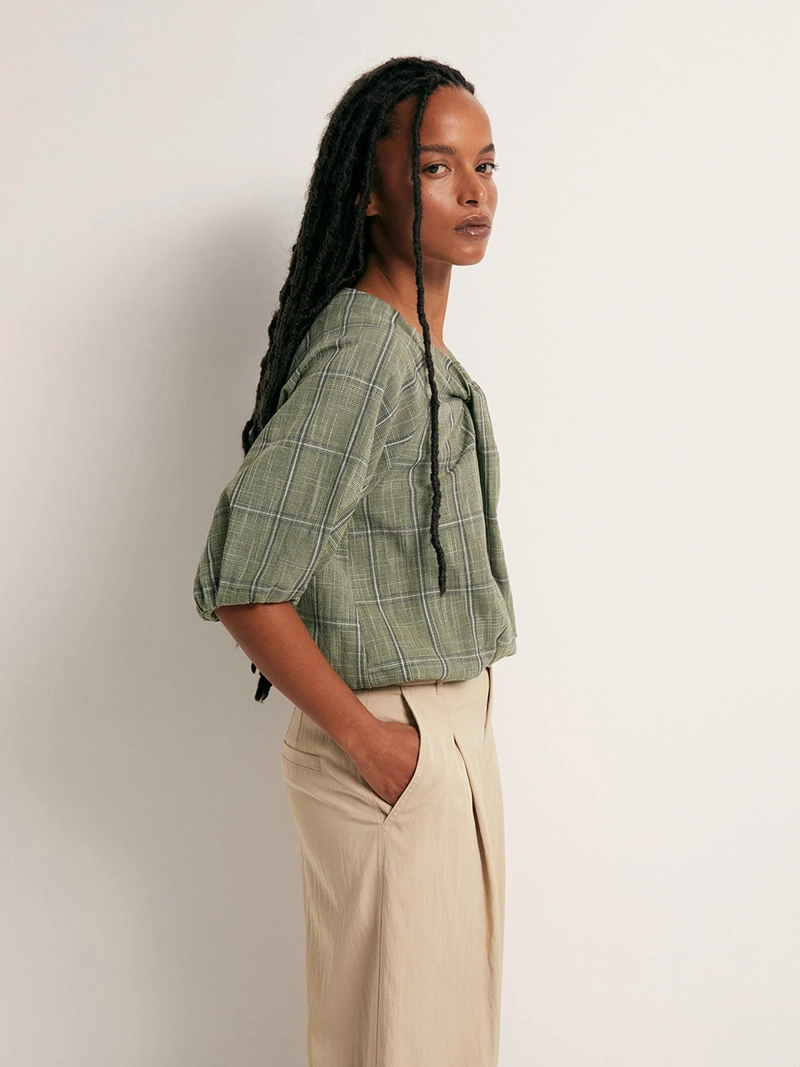 BLUSA MUJER SFERA MANGA CORTA CUADROS - 6