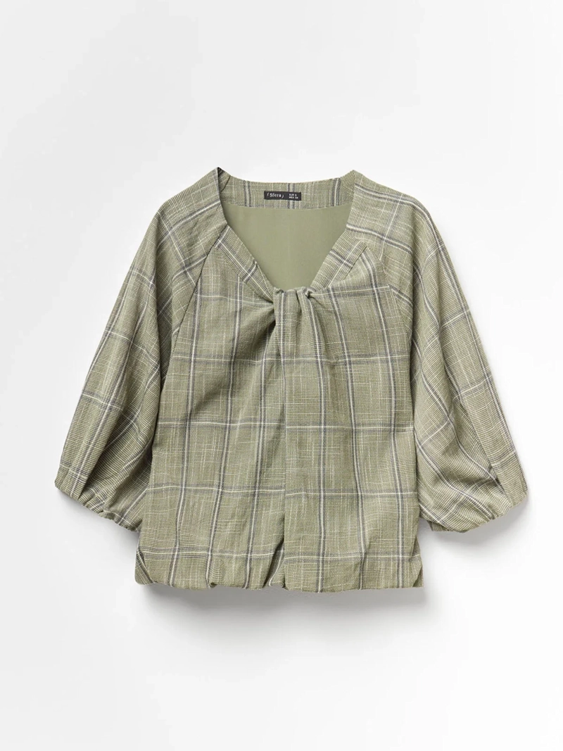 BLUSA MUJER SFERA MANGA CORTA CUADROS - 7