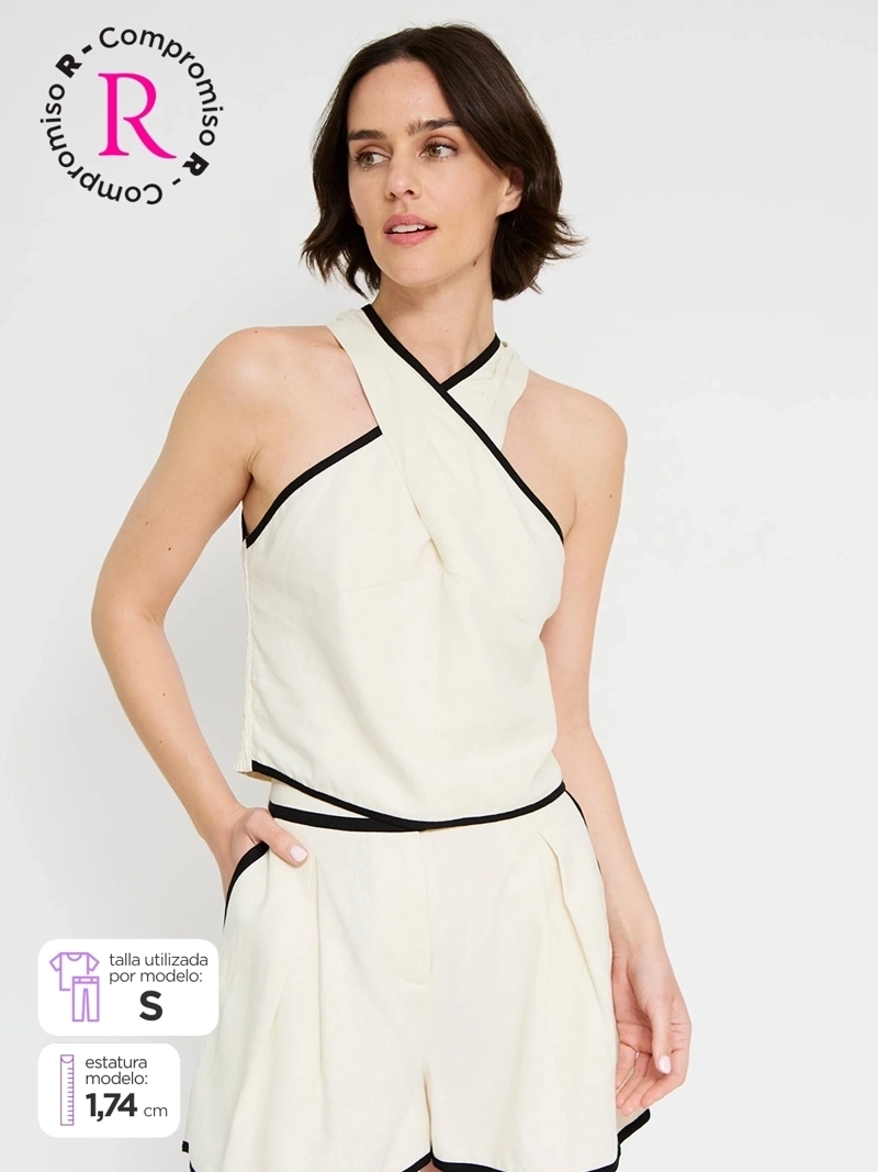 BLUSA MUJER MARQUIS LINO ESCOTE CRUZADO - 2
