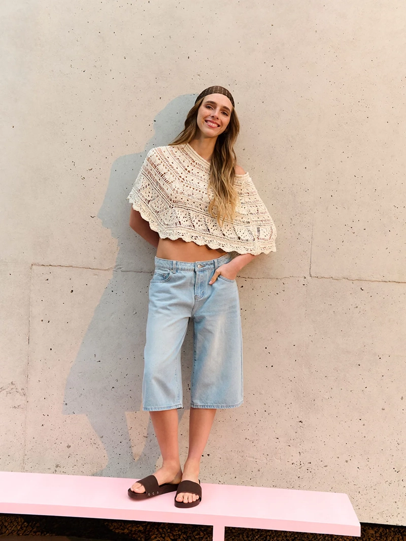 SWEATER MUJER INDEX ALGODÓN TIPO PONCHO CALADO