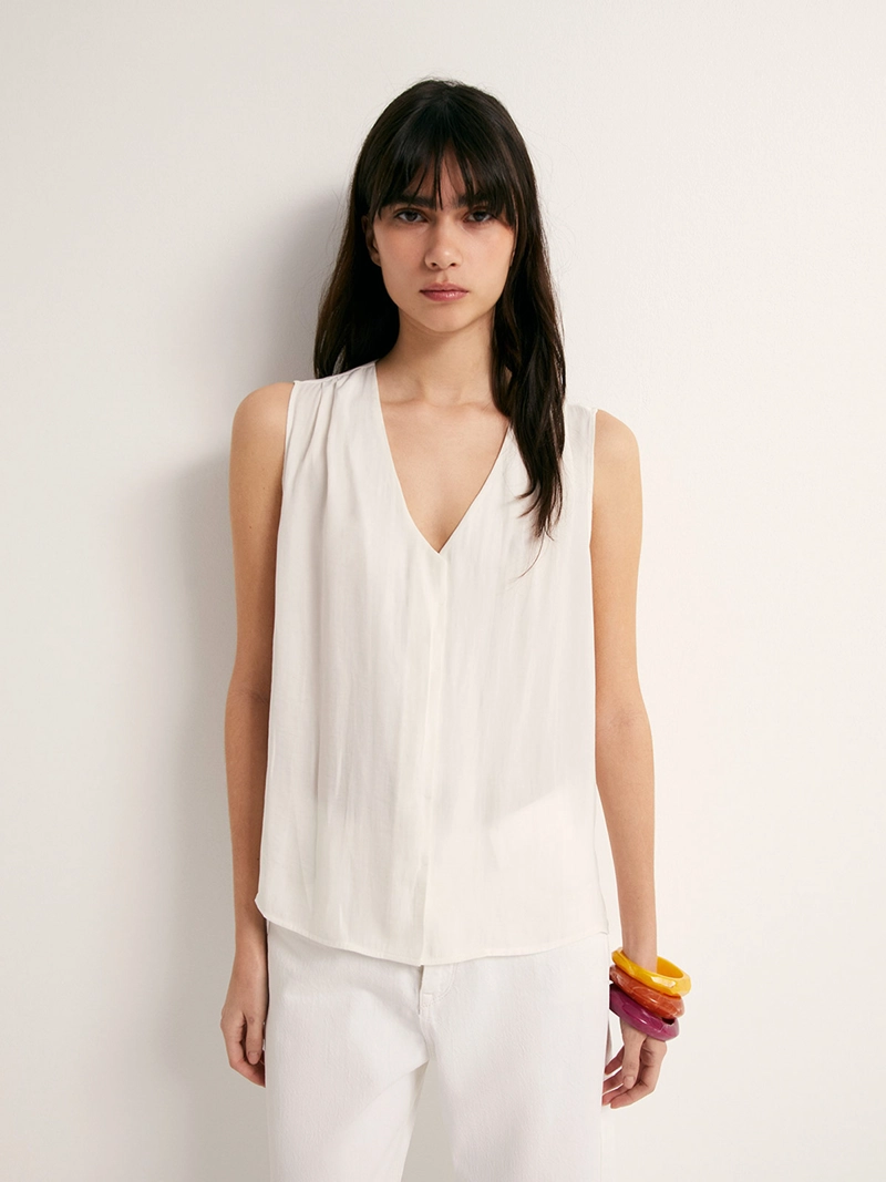 BLUSA MUJER SFERA SIN MANGAS ESCOTE V - 1