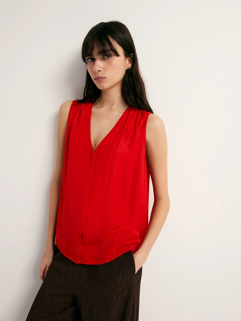 BLUSA MUJER SFERA SIN MANGAS ESCOTE V - 1