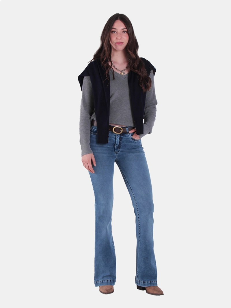 JEANS MUJER WADOS ALGODÓN FLARE TIRO ALTO - 1
