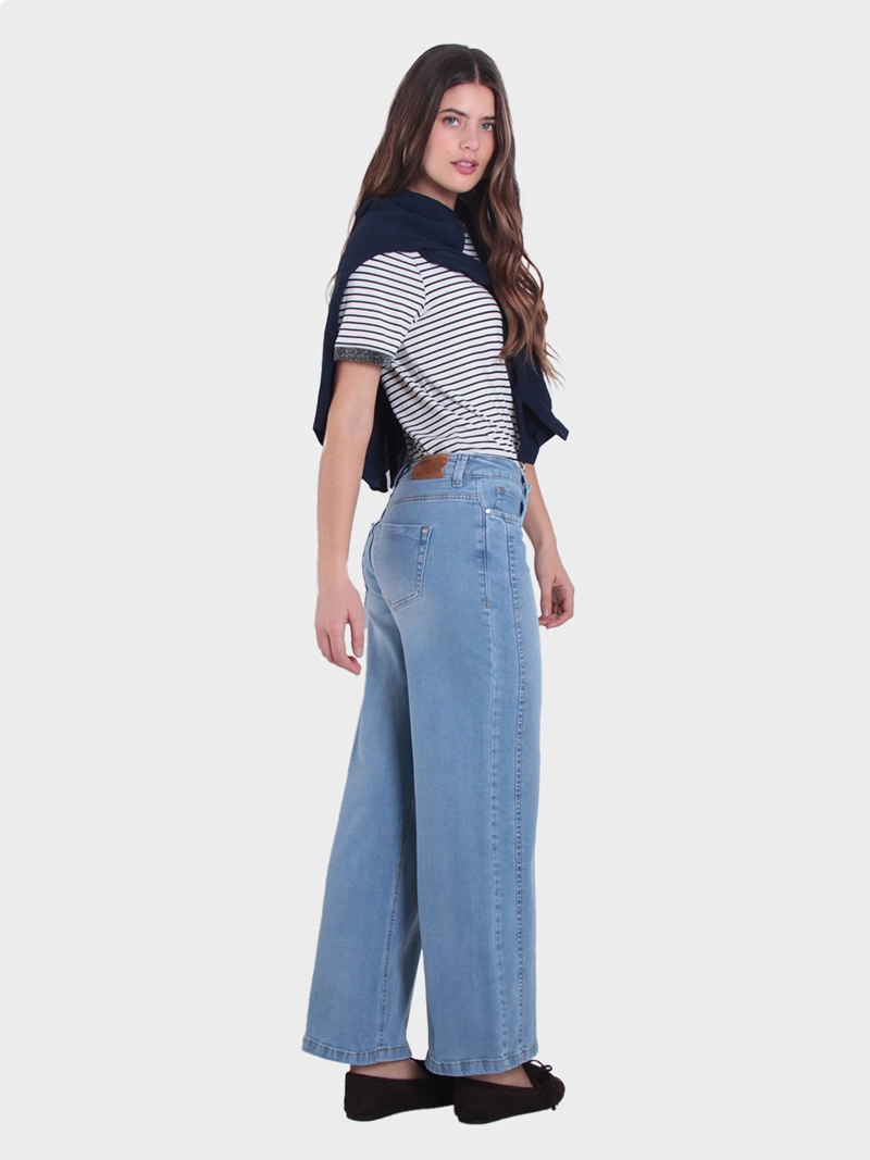 JEANS MUJER WADO'S WIDE TIRO MEDIO PRETINA BÁSICA UN BOTON - 2