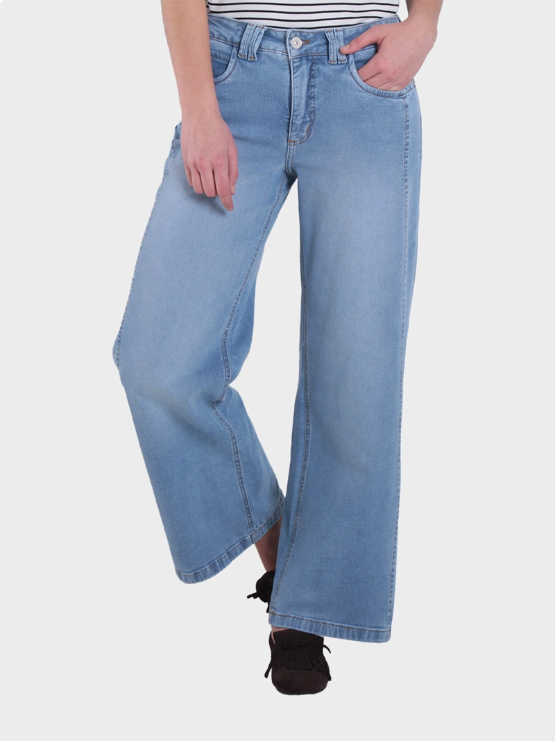 JEANS MUJER WADO'S WIDE TIRO MEDIO PRETINA BÁSICA UN BOTON - 3