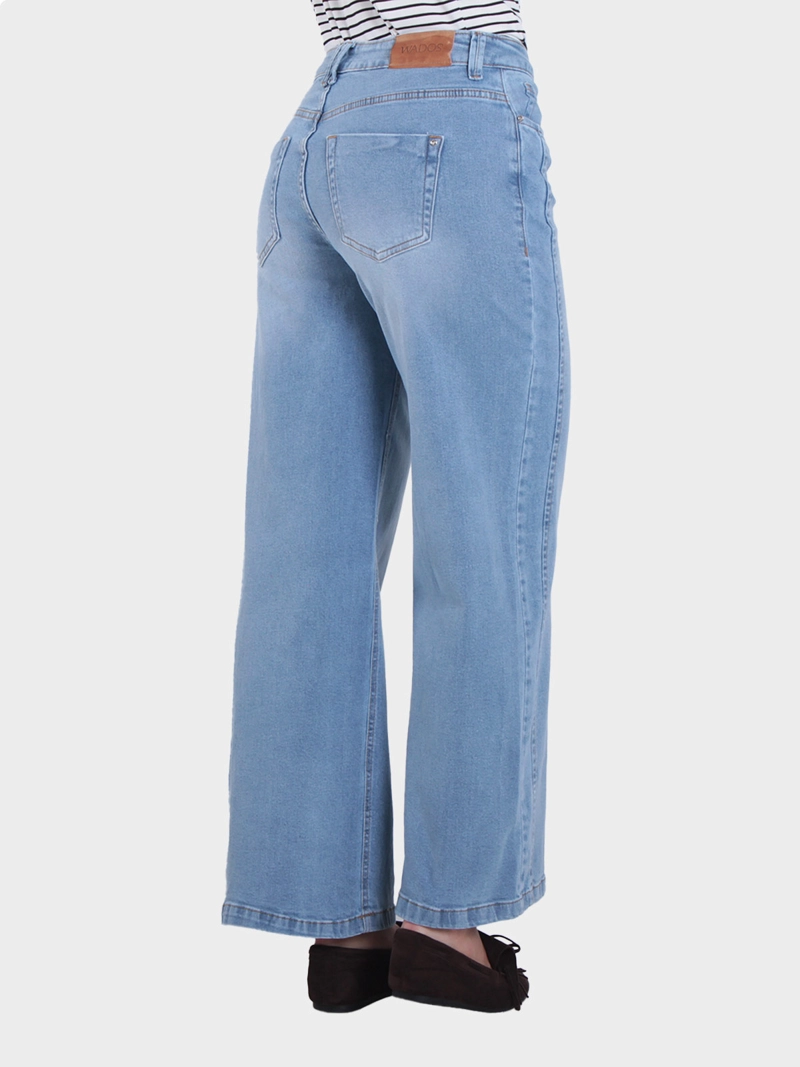 JEANS MUJER WADO'S WIDE TIRO MEDIO PRETINA BÁSICA UN BOTON - 4