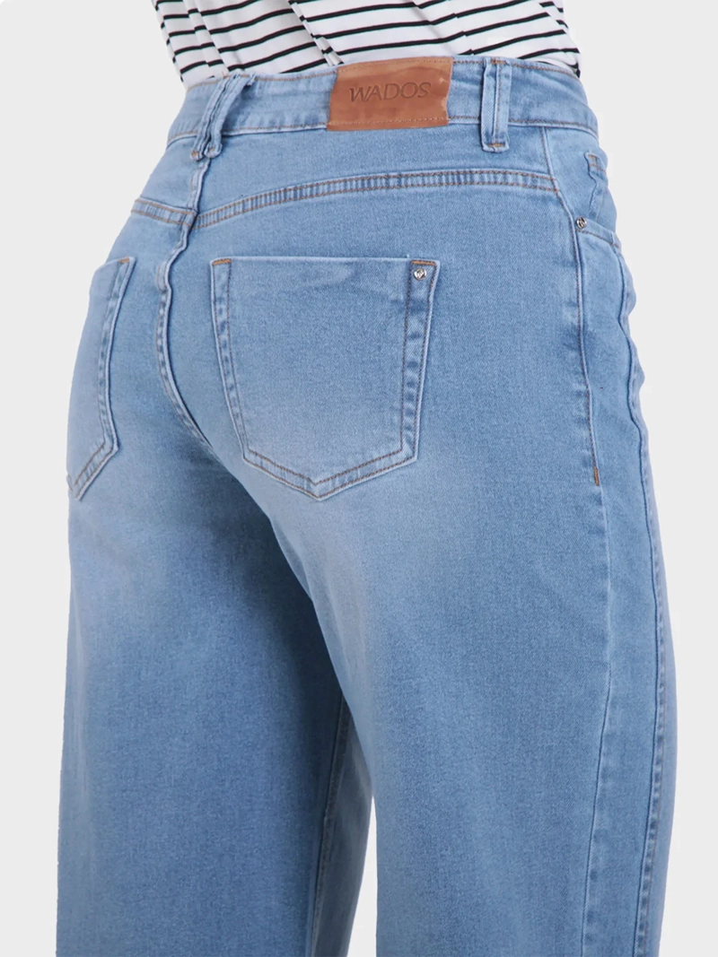 JEANS MUJER WADO'S WIDE TIRO MEDIO PRETINA BÁSICA UN BOTON - 5