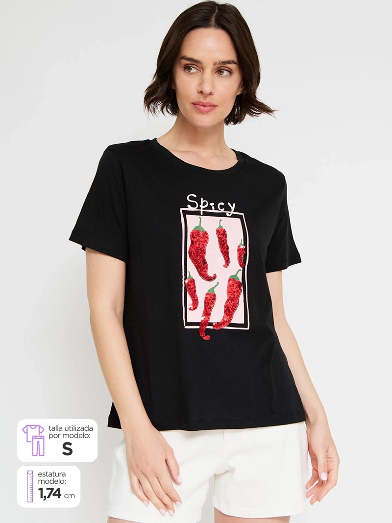 POLERA MUJER SFERA LENTEJUELAS - 1