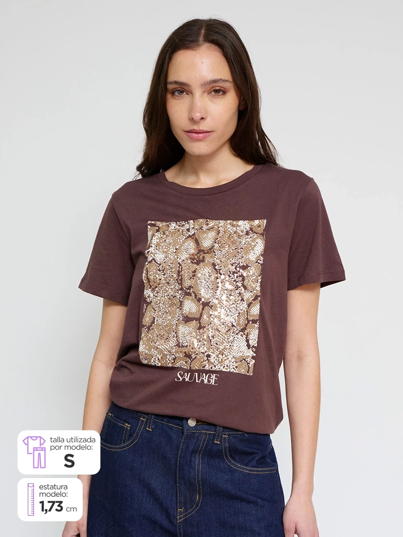 POLERA MUJER SFERA ALGODÓN LENTEJUELAS - 1