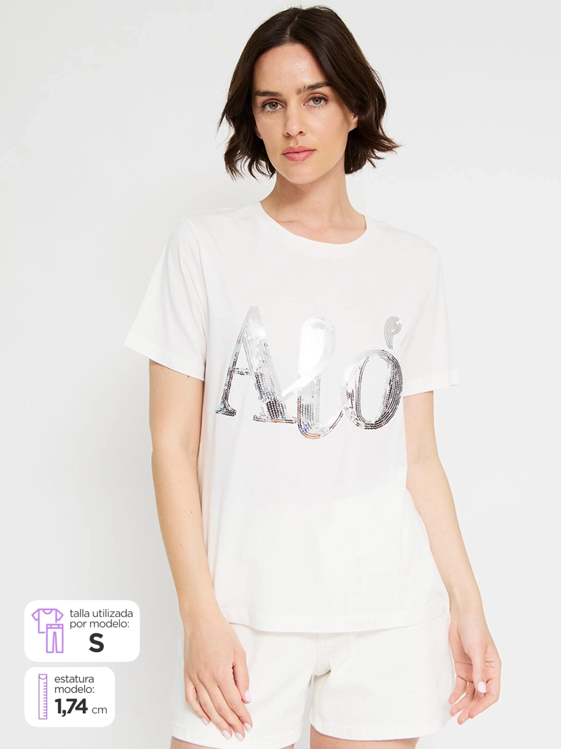 POLERA MUJER SFERA ALGODÓN LENTEJUELAS