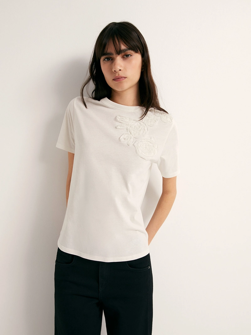 POLERA MUJER SFERA MANGA CORTA APLICACIÓN - 1