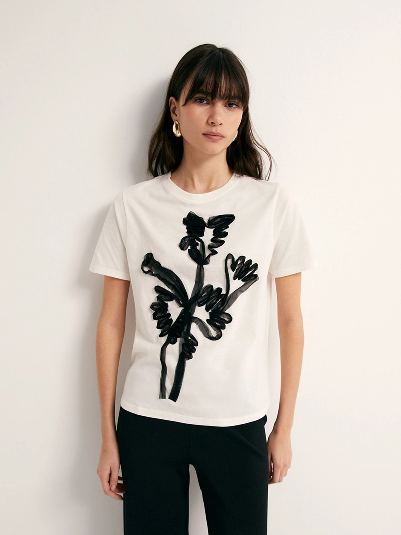 POLERA MUJER SFERA MANGA CORTA APLICACIÓN - 1