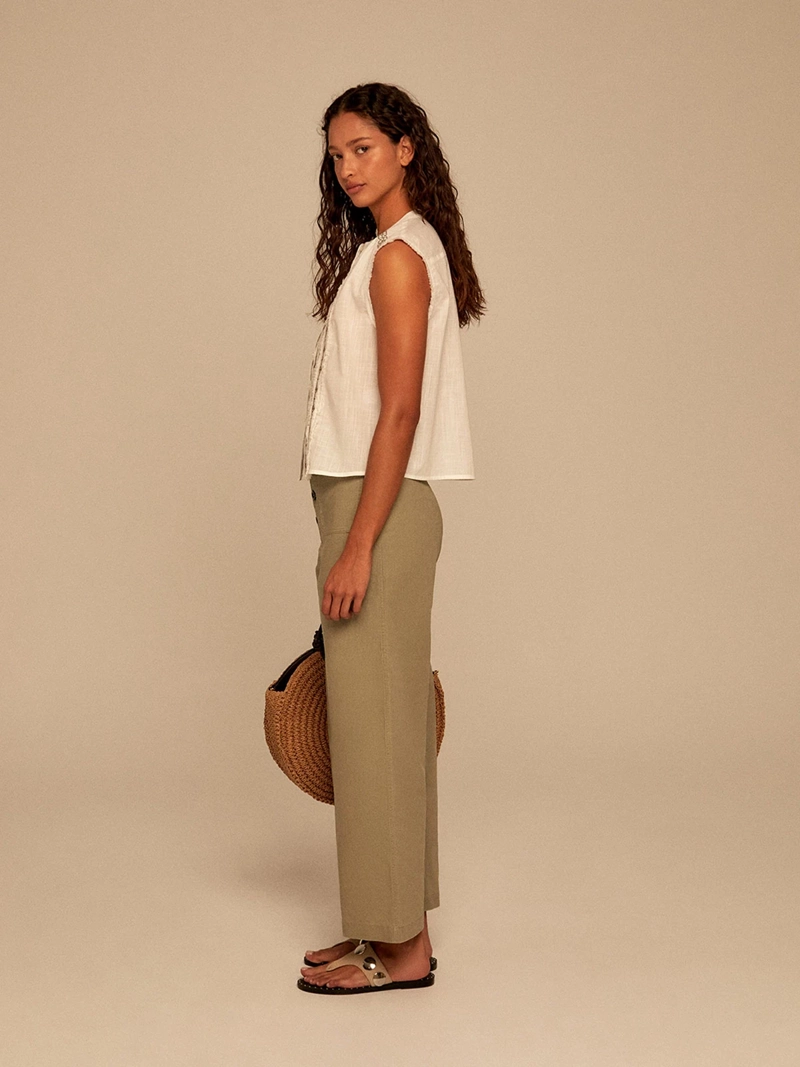 BLUSA MUJER SFERA SIN MANGAS FLECOS - 4