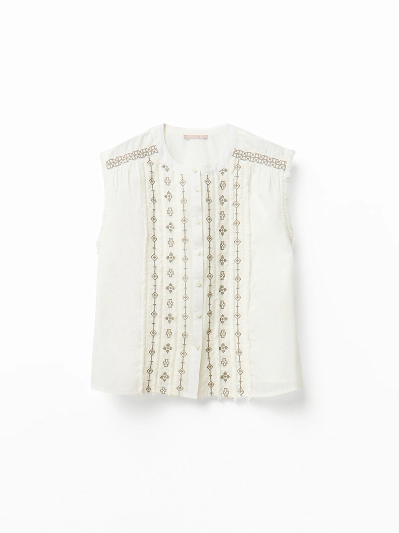 BLUSA MUJER SFERA SIN MANGAS FLECOS - 6