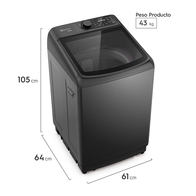 LAVADORA CARGA SUPERIOR ELECTROLUX EMTL16IO 16KG GRAFITO - 2