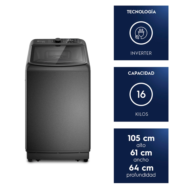 LAVADORA CARGA SUPERIOR ELECTROLUX EMTL16IO 16KG GRAFITO - 7