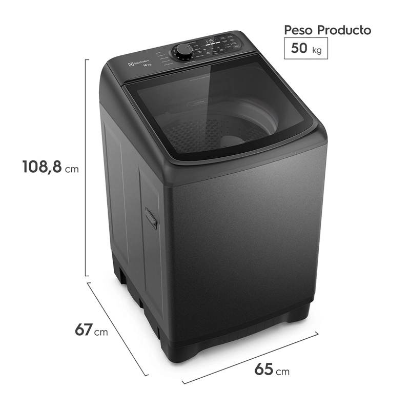LAVADORA CARGA SUPERIOR ELECTROLUX EMTL18IO 18KG GRAFITO - 2