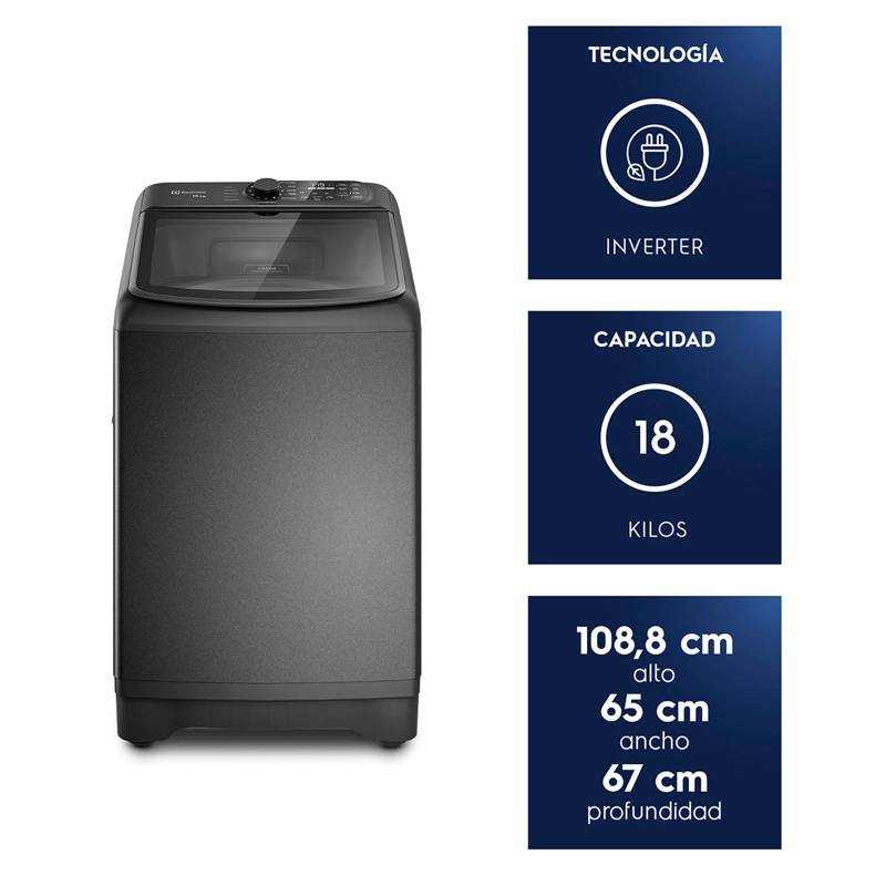LAVADORA CARGA SUPERIOR ELECTROLUX EMTL18IO 18KG GRAFITO - 7