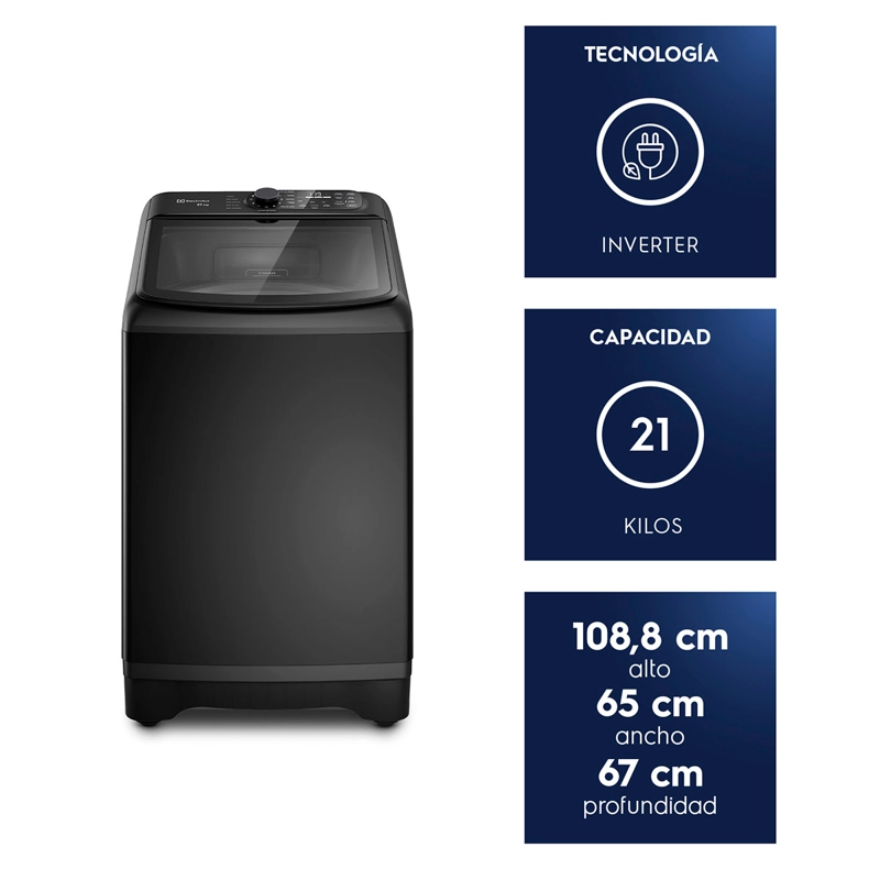 LAVADORA CARGA SUPERIOR ELECTROLUX EMTL21IB 21KG NEGRO - 7