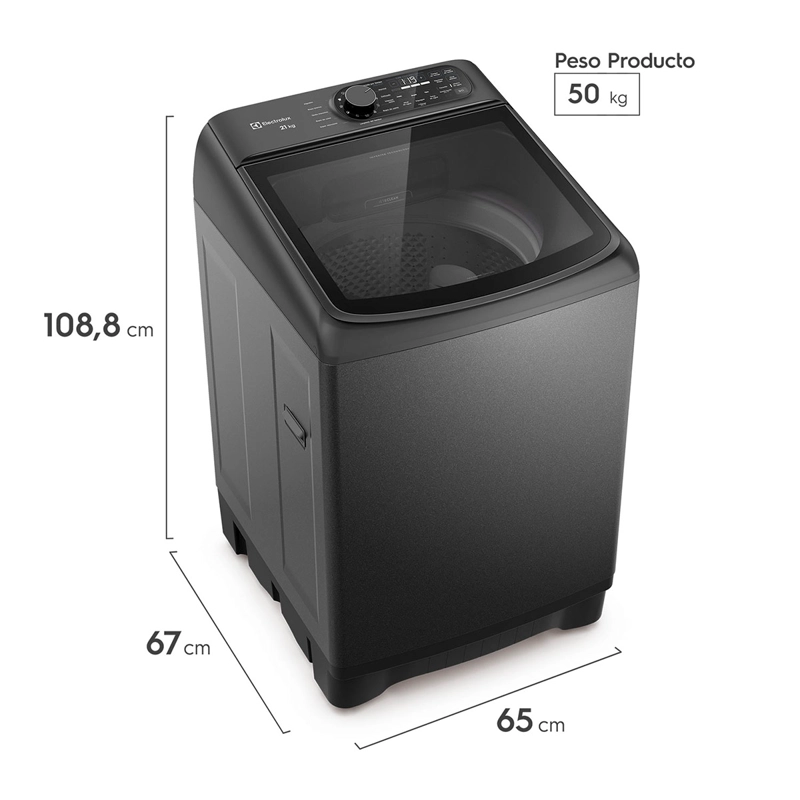 LAVADORA CARGA SUPERIOR ELECTROLUX EMTL21IO 21KG GRAFITO - 2