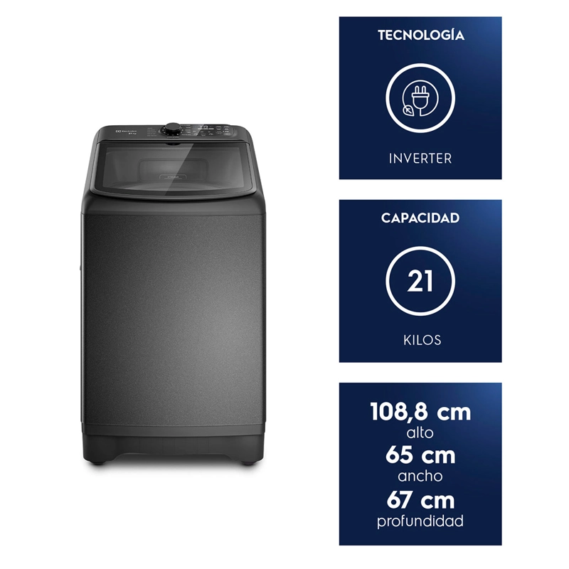 LAVADORA CARGA SUPERIOR ELECTROLUX EMTL21IO 21KG GRAFITO - 7
