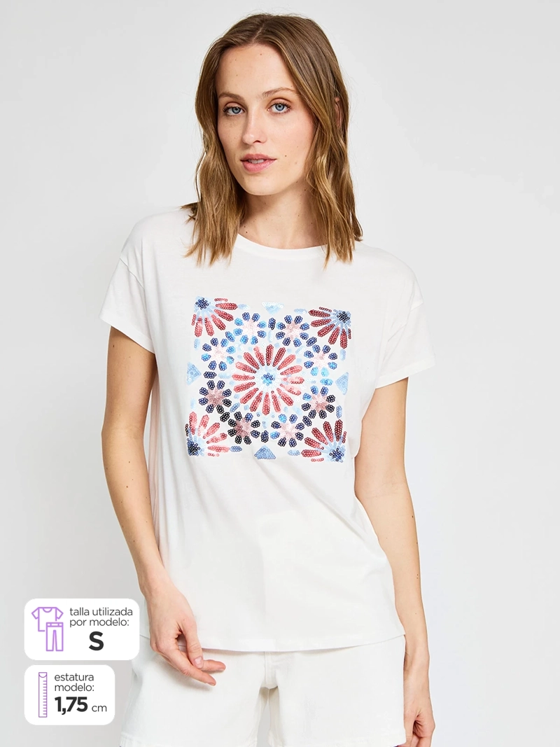 POLERA MUJER SFERA ALGODÓN MANGA CORTA