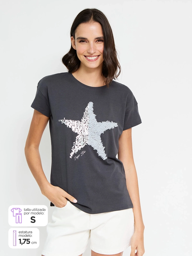 POLERA MUJER SFERA ALGODÓN MANGA CORTA