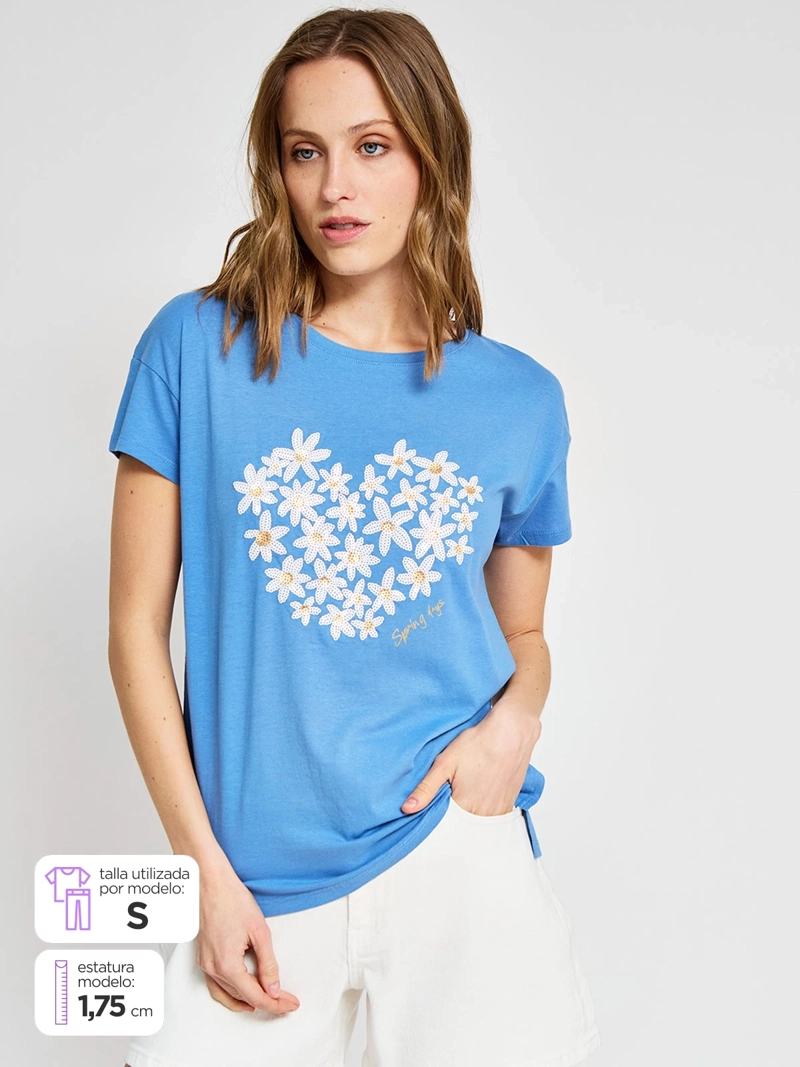 POLERA MUJER SFERA ALGODÓN MANGA CORTA