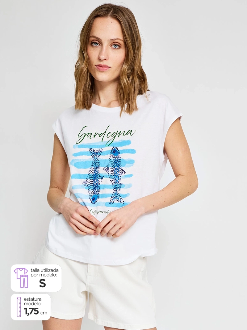 POLERA MUJER SFERA ALGODÓN LENTEJUELAS