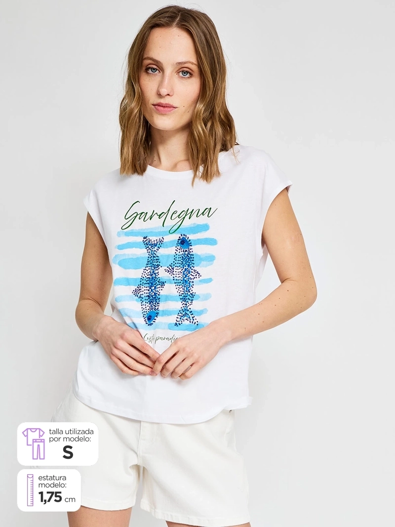 POLERA MUJER SFERA ALGODÓN LENTEJUELAS