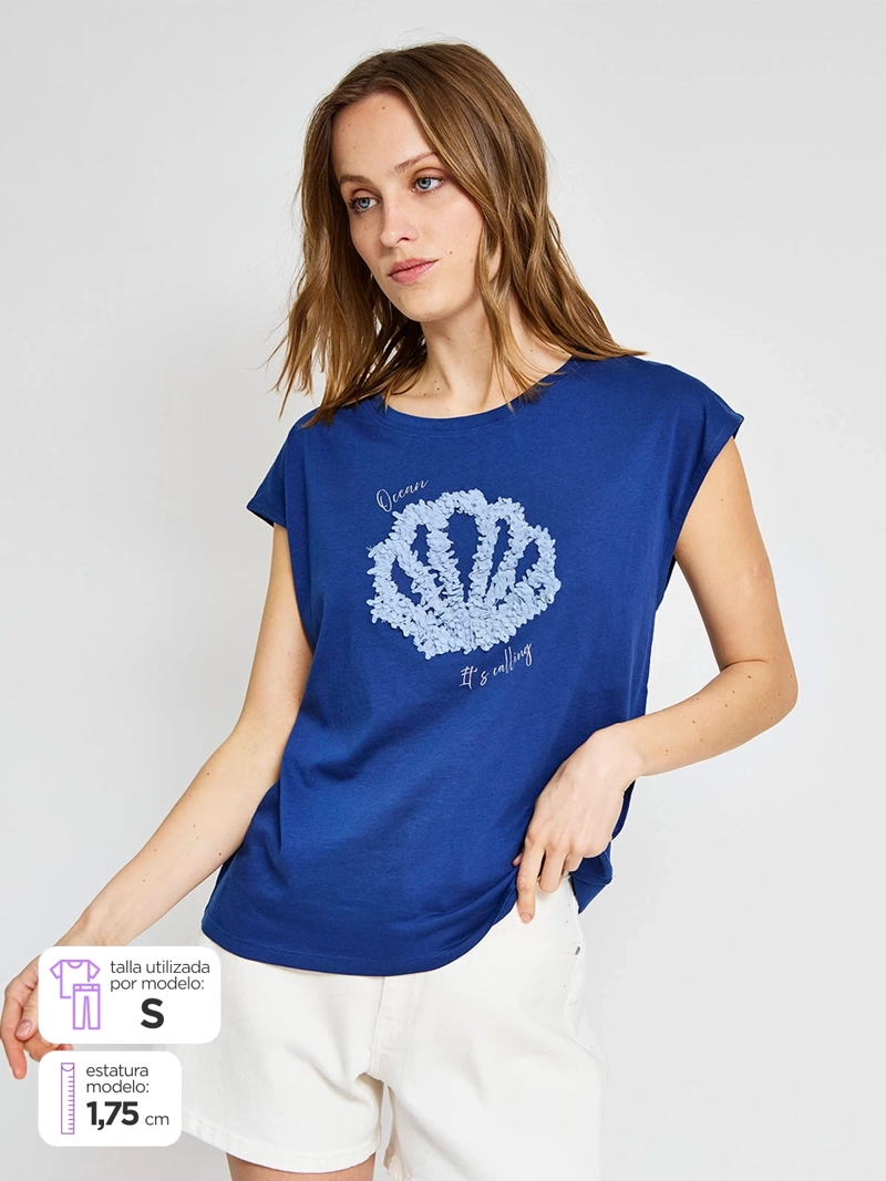POLERA MUJER SFERA ALGODÓN LENTEJUELAS