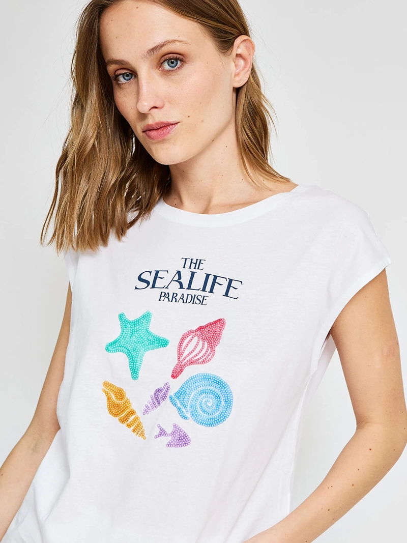 POLERA MUJER SFERA ALGODÓN LENTEJUELAS - 3