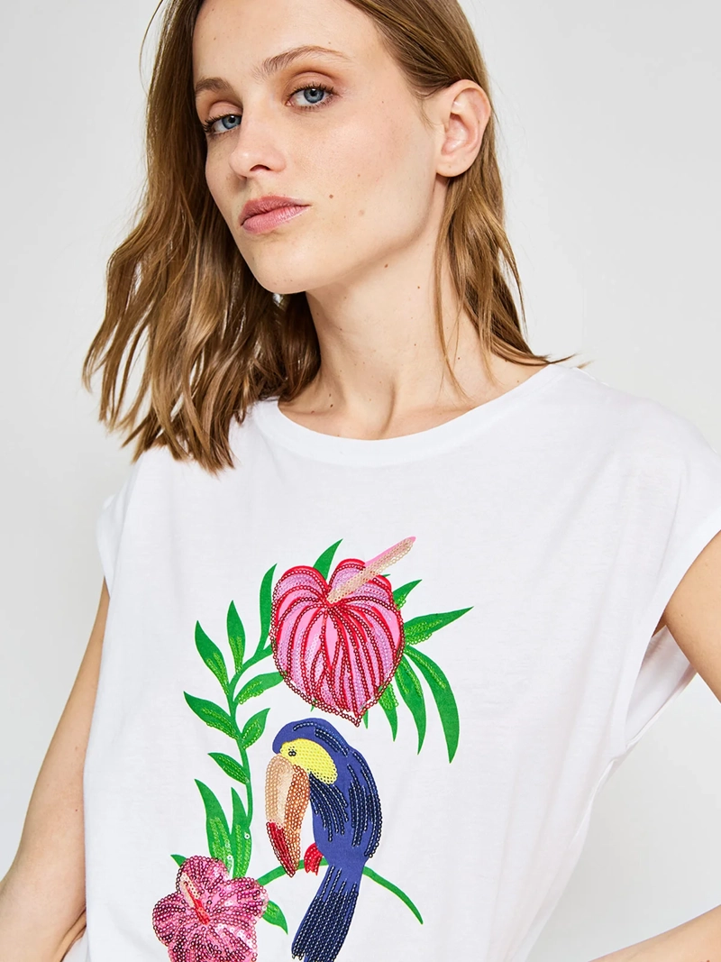 POLERA MUJER SFERA ALGODÓN LENTEJUELAS - 3