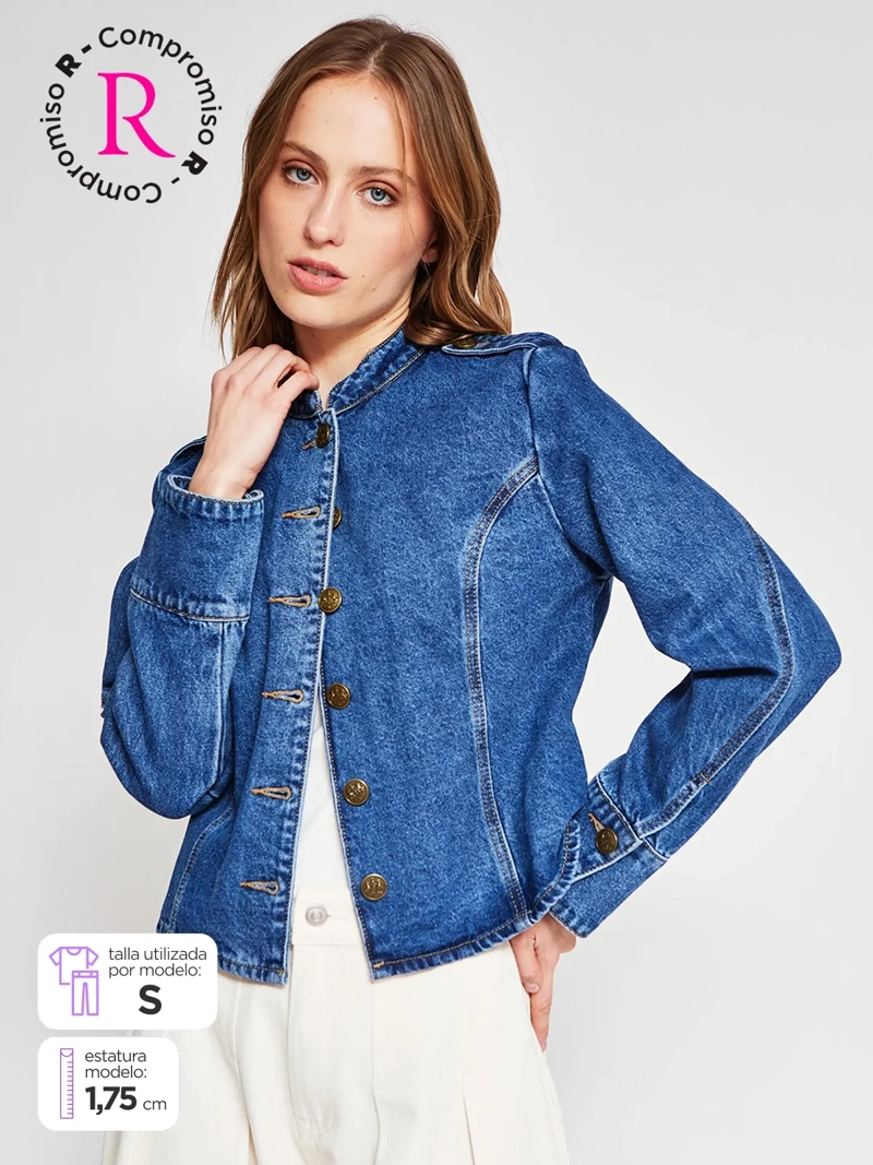 CHAQUETA MUJER MARQUIS ALGODÓN MILITAR DENIM - 2