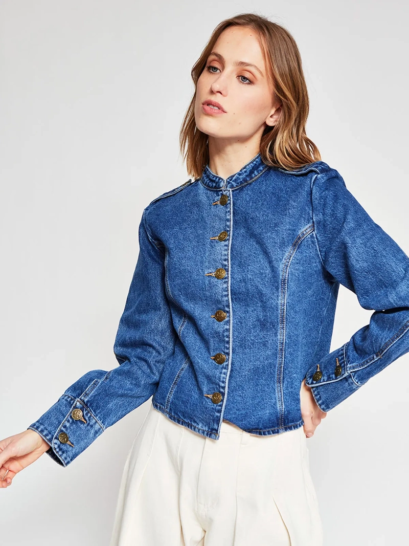 CHAQUETA MUJER MARQUIS ALGODÓN MILITAR DENIM - 3