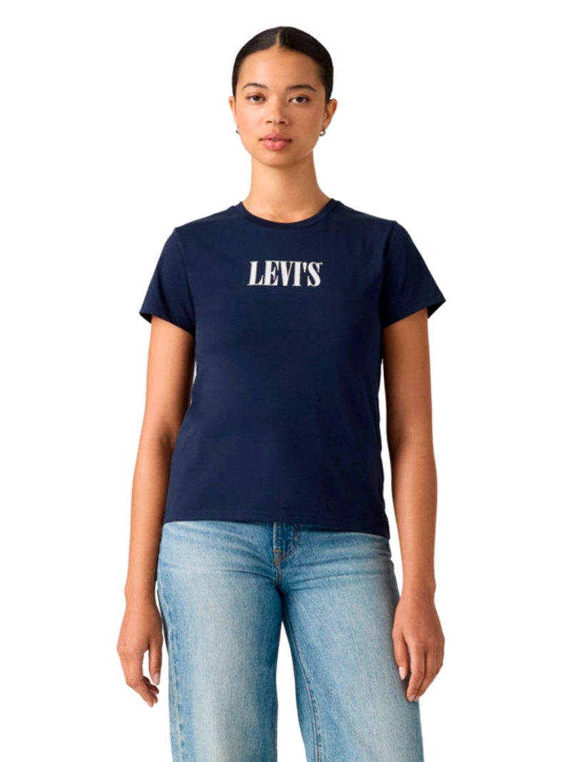 POLERA MUJER LEVI'S ALGODÓN MANGA CORTA THE PERFECT TEE SERIF STUD OUTLINE