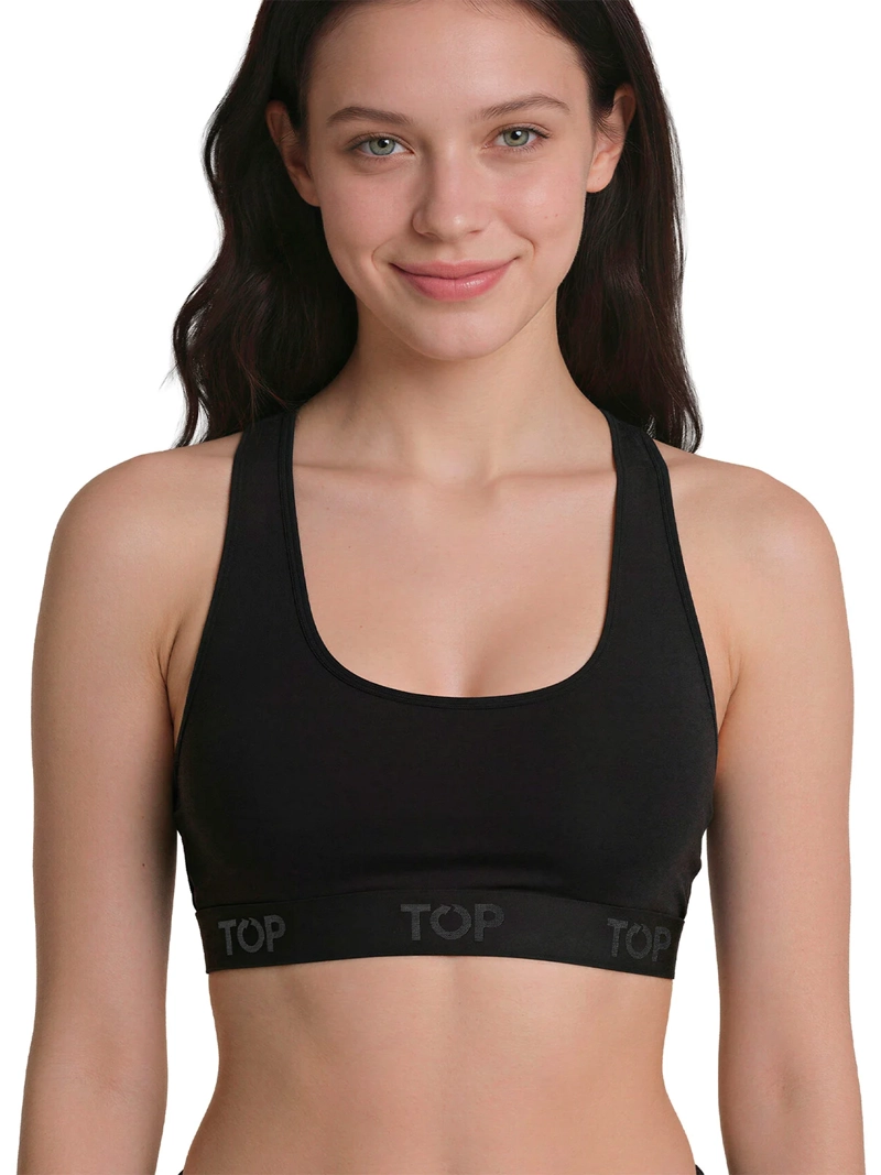 PETO TOP PACK X2 ALGODÓN NEGRO ACOLCHADO - 2